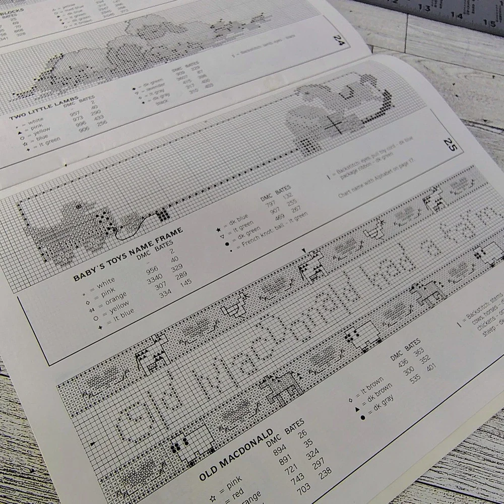 Cross Stitch Designs‎ for Baby Bibs Sam Hawkins ASN 3511 1988 Pattern Booklet